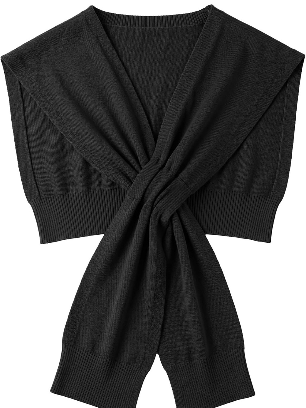 Black Knit Wrap Scarf for Women